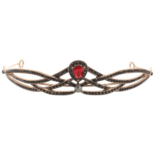 Abaodam Retro Baroque Crown Halloween Red Black Rhinestone Hairband