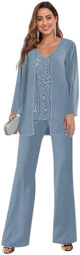 Mother of the Bride Gown for Over 50: 21 Elegant Glamorous Dresses 7 Dressy Mother of The Bride Pant Suits for Women Chiffon Sequin 3 ...