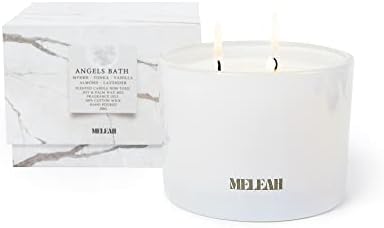 Meleah Angel’s Bath Scented Candle for Home, Spa or Meditative Space, Natural Soy Wax Candles Scented with Lavender, Almond and Vanilla in Decorative Glass Jars, Delicate, Cozy Scent (138x138x167mm)