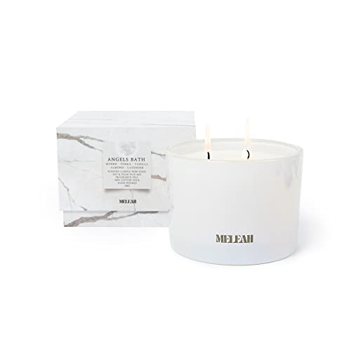 Meleah Angel’s Bath Scented Candle For Home, Spa Or Meditative Space, Natural Soy Wax Candles Scented With Lavender, Almond And Vanilla In Decorative Glass Jars, Delicate, Cozy Scent (138X138X167Mm) #TOP1