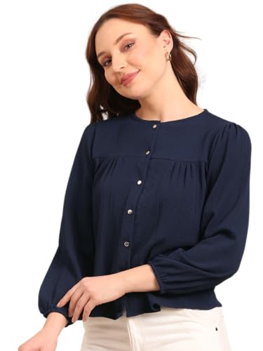 Chemise marine femme polyester infroissable Style Quotient contre les plis