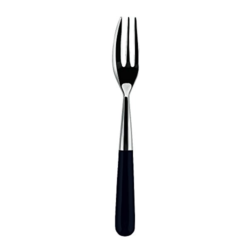 Alessi LCD02/16 40 Forchette da Dolce in Acciaio Inossidabile 18/10 Lucido, Manico in POM, Set da 6, Nero