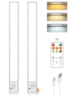 Under Cabinet Lights, 160 LED Motion Sensor Light Indoor,4000mAh USB Rechargeable Closet Light with Remote Control,3 Color Temps Wireless Under Counter Lights for Bedroom,Kitchen,Stair,Pantry