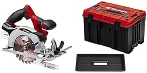 Einhell Akku-Handkreissäge TE-CS 18/150 Li-Solo Power X-Change (18 V, Ø150 x Ø10 mm Sägeblatt, Schnitttiefe + Neigungswinkel werkzeuglos einstellbar, LEDs, ohne Akku und Ladegerät, inkl. E-Case)