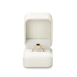 Papten Gorgeous Engagement Ring Box Luxury PU Leather Jewellery Ring Gift Box for Proposal Engagement Wedding(Beige)