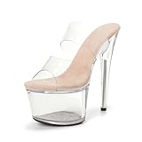 WUXIN H&P Women's 7 in Platform Sandal Heels，Sexy Stiletto Pole Dance Exotic Shoes 17 cm US 8