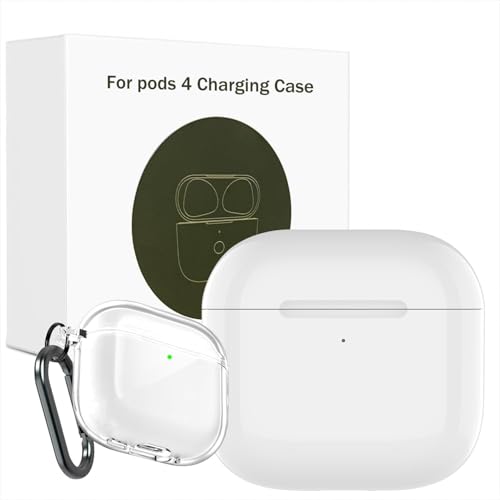 Custodia di ricarica wireless per Air Pod 4 (2024), custodia di ricarica di ricambio con Bluetooth Pairing Sync Button Type-C Wireless Charging Case con custodia trasparente