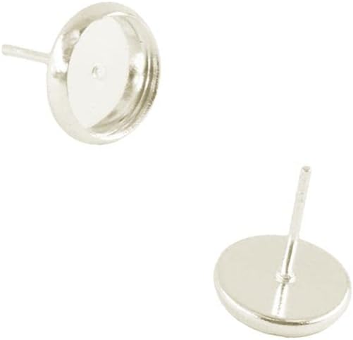 Enakshi® 24 Pieces Blank 8mm Earring Tray Cabochon Setting Jewelry DIY Silver White|Crafts | Beads & Jewelry Making | Jewelry Findings | Earring Findings