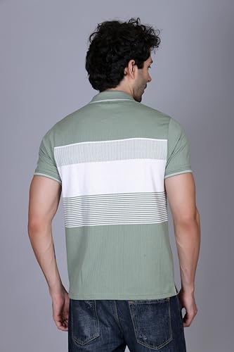 Image of SANE ORIGINALS T-Shirt for Men with Pocket || Textured Striped Polo for Men