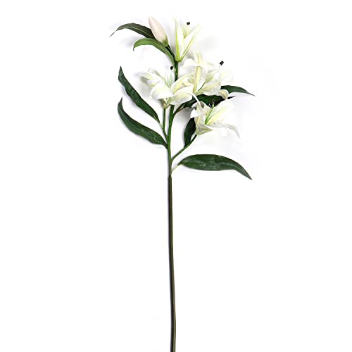 Image of Pure Home and Living White Lily Faux Flower Stem 1 Piece