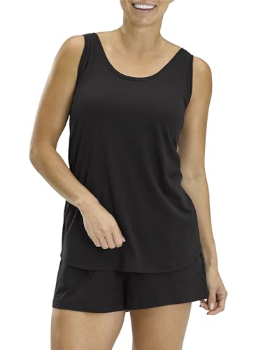 Image of No Nonsense Women's Sleep Tank and Pajama Short 2 Piece Sleepwear Set, Black, XX-Large
