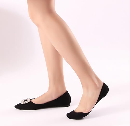 Bestjybt No Show Socks Women Ultra Low Cut Socks Cotton Seamless Non Slip Invisible Liner Footies for Flats 4 Pairs3