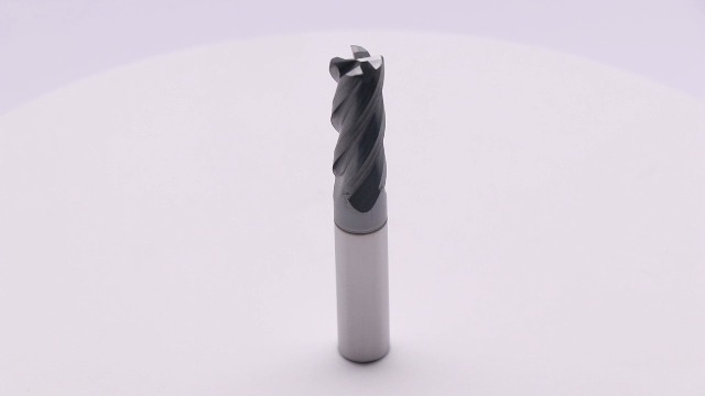 Image of 3 /8 inch 4 Flute Solid Carbide End Mill - .030 inch Corner Radius, AlTiN Coated | 35 Helix, 3 /8 inch Cutting Dia, 3 /8 inch Shank Dia, 1 inch LOC, 2-1 /2 inch OAL For Milling Alloy Steel, Cast Iron, Copper