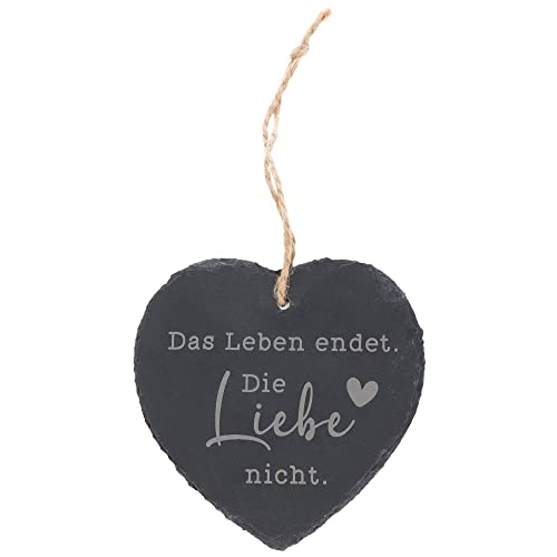 Spruchreif | Kleines Schieferherz mit Gravur | Schieferherz mit Spruch | Schiefertafel in Herzform mit Kordel zum Aufhängen | Wanddeko mit Sprüchen | Erinnerung Andenken | Dekoherz Trauer
