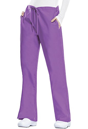 Cherokee Workwear Originals Natural Rise Flare Leg Drawstring Scrub Pant, 3XL, Purple Passion