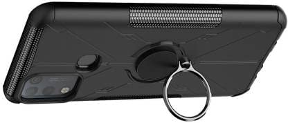 Image of Spazy Case Infinix Hot 11s Back Cover | Dual Layer Armor Defender Full Body Protective + PC Hybrid Kickstand | Ring Stand Back Cover for Infinix Hot 11s - Black