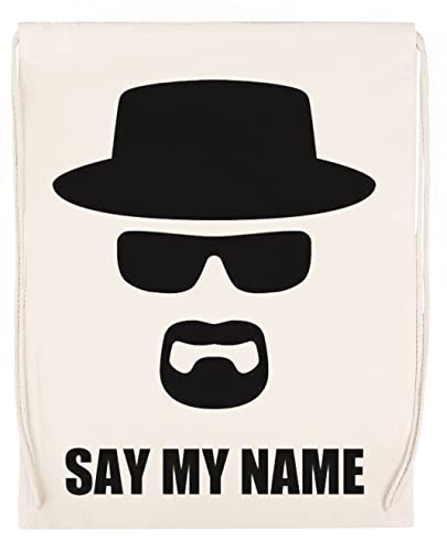 Breaking Bad Heisenberg Say My Name Beige Deporte Bolsa el Gimnasio Duradera Respetuosa con el medio ambiente Drawstring Gym Bag