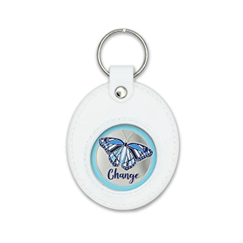 Chapa de Sobriedad Mariposa Azul con Llavero de Silicona Blanca miniatura 1
