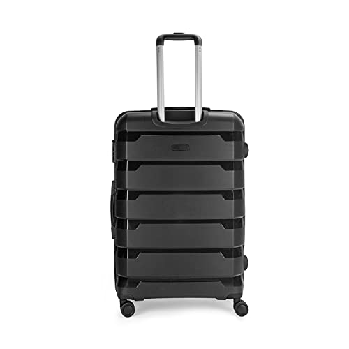 Image of Aristocrat Porto 65 Cms Medium Check-in Polypropylene Harsided 8 Wheels Luggage /Speed Wheel Suitcase /Trolley Bag - Black