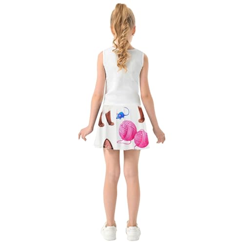 Siamese Kittens Blue Mouse White Girls' Shorts Athletic Skorts Tennis Skirts for Kids Summer Butterfly Skirt 3t4