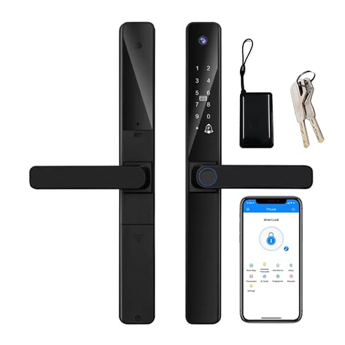 WOLFMAC Slim Smart Lock with Biometric Fingerprint Handle, Keyless Entry ...