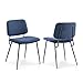 Price comparison product image COLAMY Modern Upholstered Dining Room Chairs Set of 2, Fabric Dining Chairs Accent Diner Chair Stylish Kitchen Chairs with Solid Metal Legs and Curved Back (Blue)