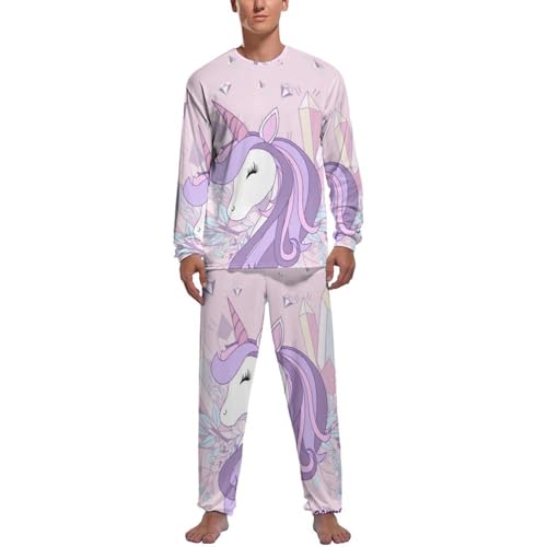 Pyjama Homme Licorne Violette idéal pour des soirées cocooning et nuits fraîches