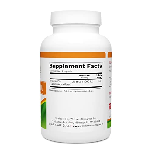 Wellness Resources Vitamin D 1,000 Iu - Soy-Free Vitamin D3 (180 Veggie Capsules) #TOP1