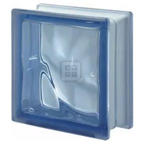 7.5 x 7.5 x 3 Design Blue Color Glass Block