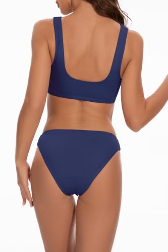 Image of Beautikini Period Swimwear for Teens Two Piece Leakproof Menstrual Bikini Swimsuit Sporty Bathing Suits for Girls Women