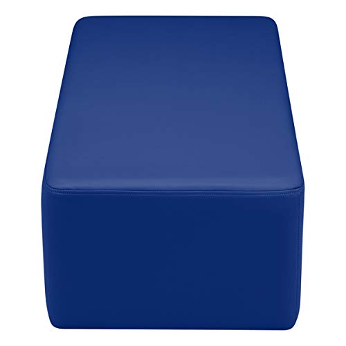 Image of Sprogs 12 inch H Structured Rectangle Stool -Flexible Modular Collaborative Soft Seating for Office, Home, Lounge and School Classrooms with Durable Frame & Set of 2 inch Legs Add-on - Blue