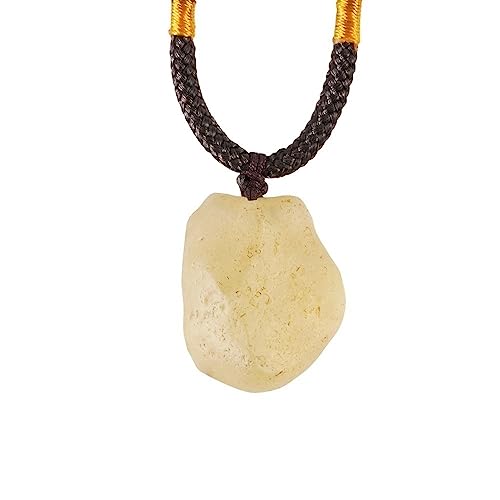 Collier en Météorite de Verre du Désert Libyen Doré Brut et Rare