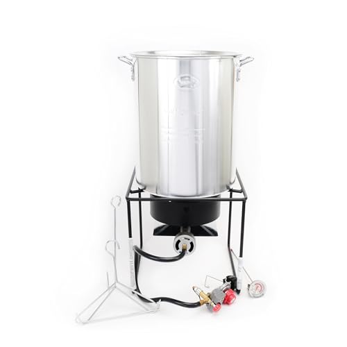 Image of Turkey Fryer King Kooker 12RTFD 29Qt. Propane Outdoor Cooker Package with Battery Operated Timer, Silver