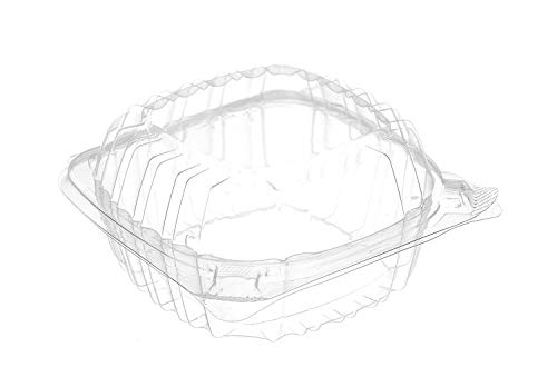 [350 Pack] 6x6 Clear Plastic Clam Shell Take Out Food Container - Take Out, Salad, Sandwich, Fruits, Polypropylene, Restaurant Supplies, Bidodegradable, Recyclable, Heavy Duty (6 x 6 inches)