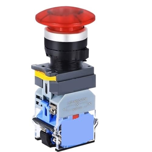 Interruptor de presión 24V con enclavamiento 2NO y perfil plano de 22mm