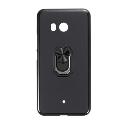 UOGNADGD Flexible Case + Ring Holder Compatible with HTC U11 Phone Shockproof Cover & Magnetic Mecha Style Finger Grip Kickstand (Black+BlackRing)