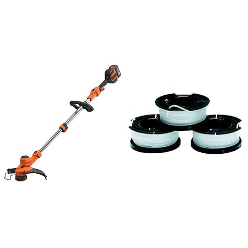 BLACK+DECKER Coupe-Bordures sans Fil 36V, Coupe-Bordures 33 cm avec Tête Pivotante 180° & Lot de 3 Bobines de Rechange pour Coupe-Bordures, 3 x 10 m de Fil en Nylon...