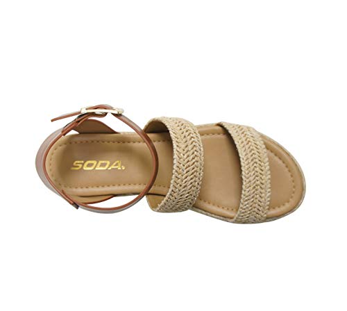 Image of Soda Topic Open Toe Buckle Ankle Strap Espadrilles Flatform Wedge Casual Sandal