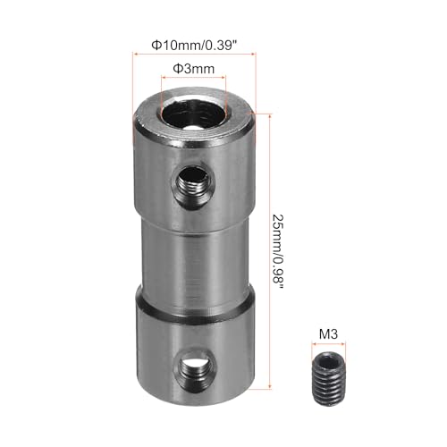 QUARKZMAN Wellenkupplung Verbinder mit Bohrung von 5m-5mm Länge 25mm φ 10mm 6 Pcs Wellenkupplungen M3 Aluminiumlegierung Starre Kupplung für Motorzubehör 3D-Drucker DIY-Roboter Titanfarbe