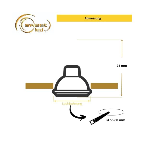 Sweet Led® 1x flache Einbauleuchte 230V IP44 - Möbeleinbauleuchte 3,5W LED - Badleuchte Einbauspot rund - Ultra Flache… – Bild 5