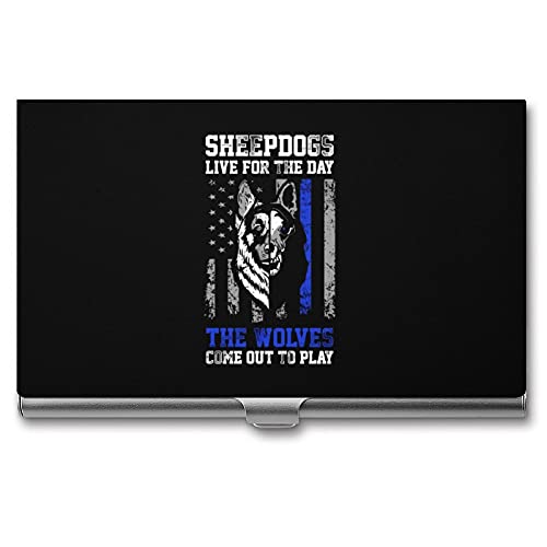K-9 Blue Lives Matter Thin Line Dog Business Card Case Name Card Holder Pocket Slim Card Wallet Aluminum Alloy for Men & Women