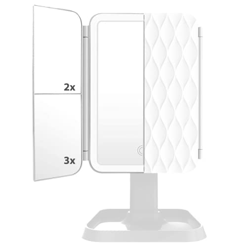 Love You Studio Makeup Mirror With Led Lights For Makeup Desk - Lighted Makeup Mirror With Magnification - Tri-Fold Personal Light Mirror With Stand #TOP10