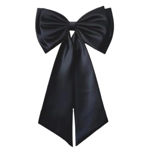 Devon's Home Detachable Bridal Bow for Wedding Dresses, Satin Big Bow for Formal Gown with Double Knot (Black)