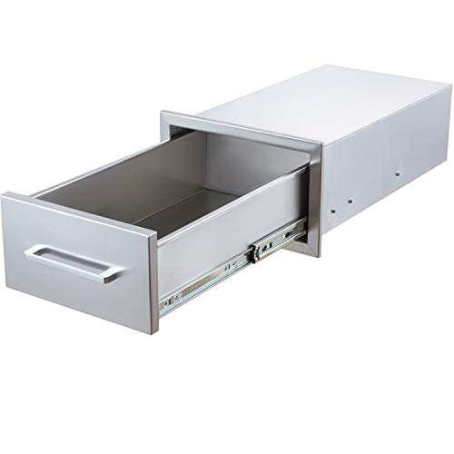 Outdoor Kitchen Drawers Stainless Steel,14" W x 8-1/2"H x 23" D Single Drawer,Flush Mount for Outdoor Kitchen or BBQ Island