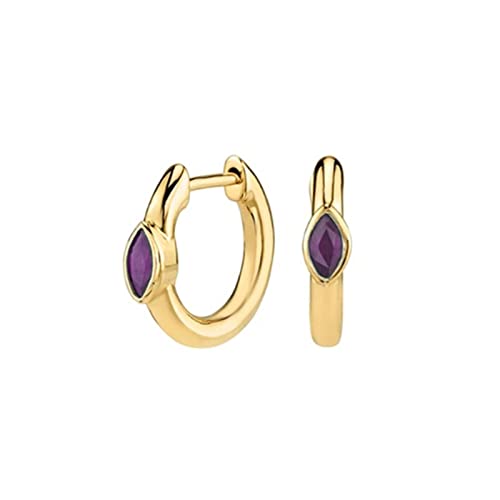 Boucles d'oreilles créoles argent 925 femmes pendentif violet goutte croix rectangle