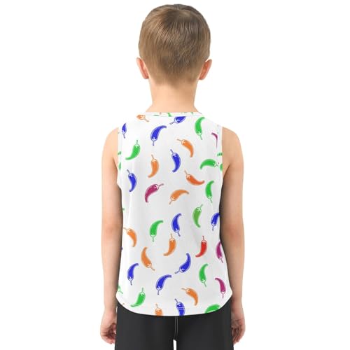 J JOYSAY Colorful Chili Pepper White Boys Tank Top Sleeveless Muscle Shirts Quick Dry Kids T-Shirts 3-15T3