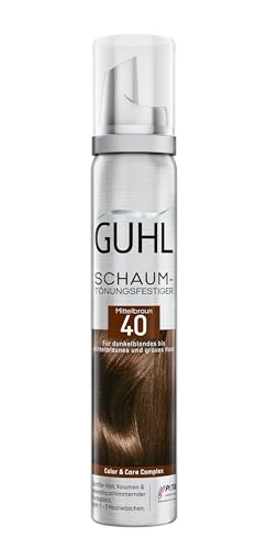 Guhl Verstevigde schuimtint, kleur 40, middenbruin, voor donkerblond tot middelbruin en grijs haar, zachte grip, volume en kleurglans, houdt 1 tot 3 wasbeurten