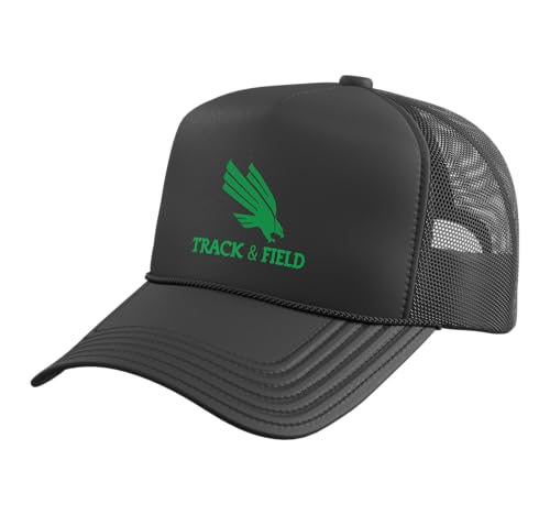 UNT Track & Field University of North Texas Mean Green UNT23 Trucker Hat with Adjustable Mesh Back, Black