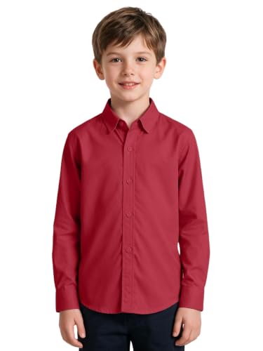 Image of DHTS Boys' Dress Shirts Toddle Boy Long Sleeve Uniform Shirt for Kids