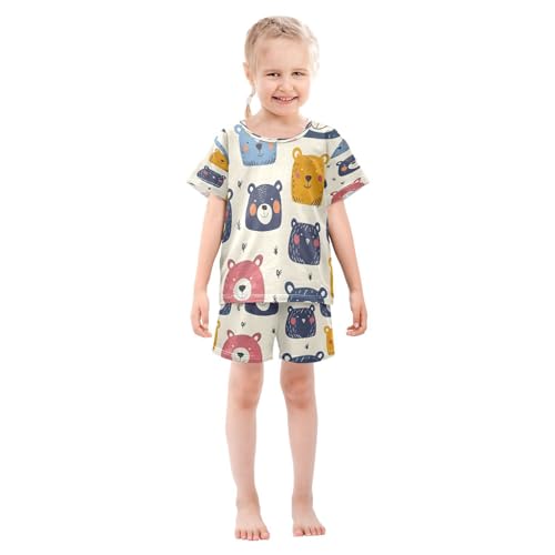 senya Short Sleeve Pajamas Sets Summer Cotton Sleepwear Bear Face3
